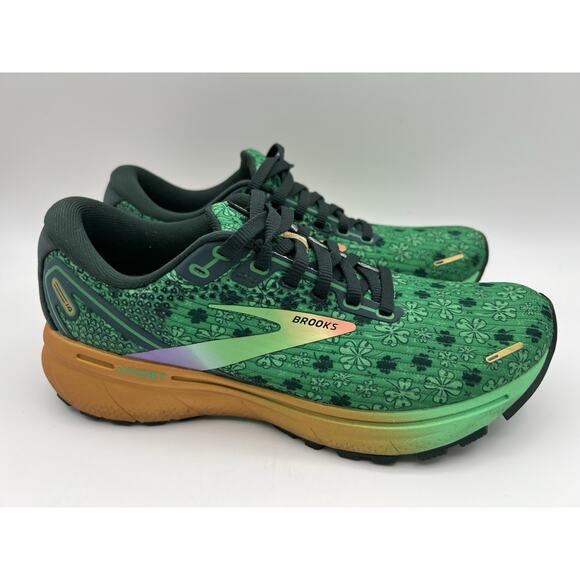 Brooks Ghost 14 Shoes Womens 7.5 Green Shamrock Print DNA Loft St Patricks Day - Picture 1 of 14